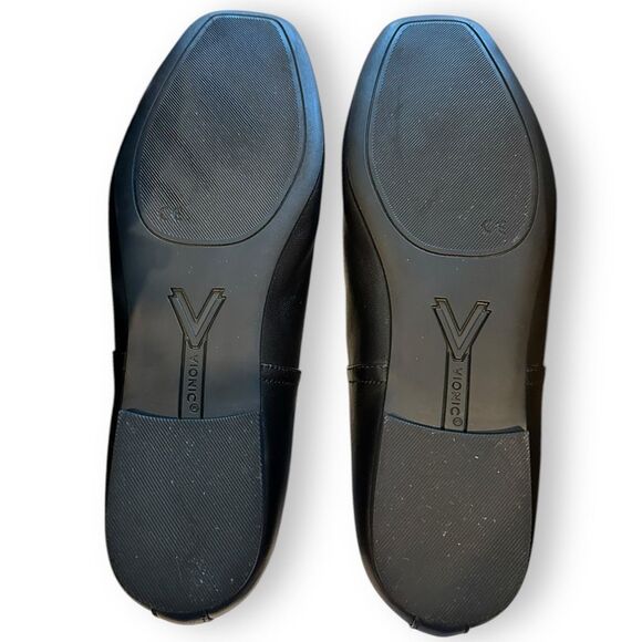 VIONIC ORINDA SQUARE TOE BALLET FLAT BLACK LEATHER SIZE US 8.5 EU 39 - Picture 3 of 7